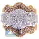 14K Yellow Gold 2.84 ct Diamond Womens Flower Ring