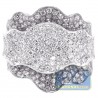 14K White Gold 2.85 ct Diamond Flower Womens Band Ring