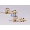 Womens Swarovski Crystal Stud Earrings 14K Yellow Gold 2.00 ct