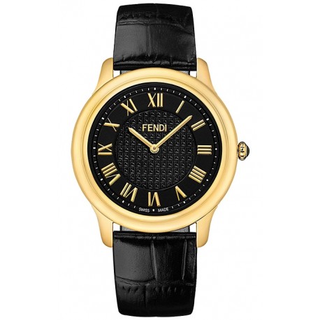 F250411011 Fendi Classico Large Round Black DIal Gold Watch 40mm