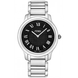 F251011000 Fendi Classico Large Round Black Dial Steel Watch 40mm