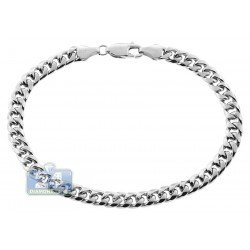 10K White Gold Hollow Miami Cuban Link Mens Bracelet 6 mm 8 1/2 Inches