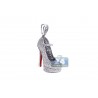 Womens Diamond Red Sole High Heel Pendant 14K White Gold 2.92ct
