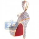 14K Yellow Gold 2.91 ct Diamond Red High Heel Shoe Pendant