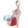 Womens Diamond High Heel Shoe Pendant 14K Yellow Gold 2.91ct