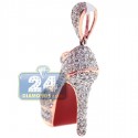 14K Rose Gold 2.01 ct Diamond Red Sole Shoe Womens Pendant