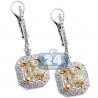 Womens Fancy Yellow Diamond Drop Earrings 18K Gold 4.67 Carat