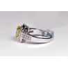 Womens Fancy Yellow Diamond Engagement Halo Ring 18K White Gold