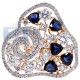 18K Rose Gold 6.69 ct Diamond Blue Sapphire Womens Flower Ring
