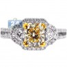 Womens Cushion Yellow Diamond Engagement Ring 18K Gold 2.57 ct