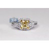 Womens Cushion Yellow Diamond Engagement Ring 18K Gold 2.57 ct