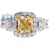 Womens Fancy Yellow Diamond Engagement Ring 18K Gold 3.14 ct