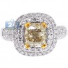 Womens Yellow Cusion Diamond Engagement Ring 18K Gold 2.82 ct