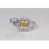 Womens Yellow Cusion Diamond Engagement Ring 18K Gold 2.82 ct