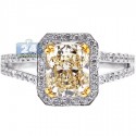18K Gold 2.63 ct Cushion Fancy Diamond Engagement Ring