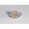 Womens Cushion Fancy Diamond Engagement Ring 18K White Gold