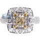 18K White Gold 2.59 ct Cushion Fancy Diamond Engagement Ring