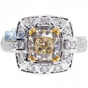 18K White Gold 2.59 ct Cushion Fancy Diamond Engagement Ring