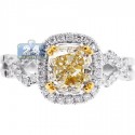 18K White Gold 2.49 ct Cushion Fancy Diamond Engagement Ring