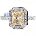 18K Gold 2.27 ct Fancy Yellow Emerald Diamond Engagement Ring