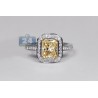 18K Gold 2.27 ct Fancy Yellow Emerald Diamond Womens Engagement Ring