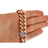 Mens Miami Cuban Link Chain Solid 14K Rose Pink Gold 16mm 32"