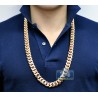 Mens Miami Cuban Link Chain Solid 14K Rose Pink Gold 16mm 32"