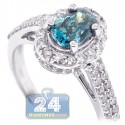 18K White Gold 3.07 ct Oval Blue Diamond Womens Engagement Ring