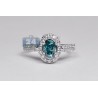 18K White Gold 3.07 ct Oval Blue Diamond Womens Engagement Ring