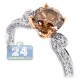 18K Gold 1.93 ct Round Brown Diamond Womens Engagement Ring