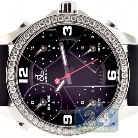 Jacob & Co Five Time Zone Diamond Bezel 40 mm Watch JC-M2