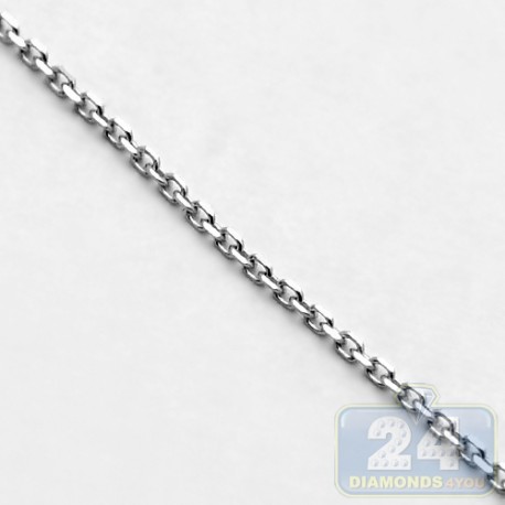 14K White Gold Cable Link Unisex Chain 0.8 mm 16 Inches