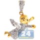 14K Yellow Gold 0.56 ct Diamond Flying Baby Angel Pendant