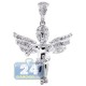 10K White Gold 0.60 ct Diamond Guardian Angel Mens Pendant