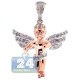 10K Rose Gold 0.60 ct Diamond Guardian Angel Mens Pendant