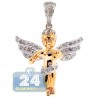 Mens Diamond Guardian Angel Wings Pendant 10K Yellow Gold .60ct