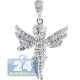 10K White Gold 0.83 ct Diamond Open Wing Angel Pendant