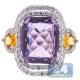 18K White Gold 12.68 ct Diamond Amethyst Citrine Womens Ring