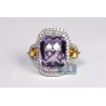 18K White Gold 12.68 ct Diamond Amethyst Citrine Womens Ring