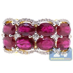 18K Yellow Gold 4.44 ct Diamond Burgundy Ruby Womens Ring