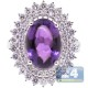 18K White Gold 7.57 ct Diamond Cabochon Amethyst Womens Ring