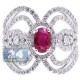 18K White Gold 2.31 ct Diamond Ruby Womens Antique Ring