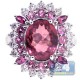 18K White Gold 5.63 ct Diamond Tourmaline Sapphire Womens Ring