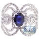 18K White Gold 3.11 ct Diamond Sapphire Womens Vintage Ring