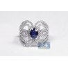 18K White Gold 3.11 ct Diamond Sapphire Womens Vintage Ring