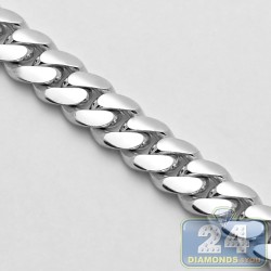 14K White Gold Miami Cuban Link Mens Chain 7.8 mm 32 Inches