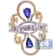 18K Two Tone Gold 2.36 ct Diamond Sapphire Vintage Ring