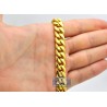Mens Miami Cuban Link Chain Solid 10K Yellow Gold 11mm 30" 