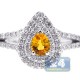 18K White Gold 0.81 ct Diamond Yellow Sapphire Womens Ring