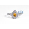 18K White Gold 0.81 ct Diamond Yellow Sapphire Womens Ring